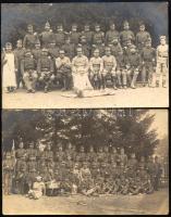 cca 1914-1916 M. kir. nagyváradi 4. népfelkelő parancsnokság III. hadtápzászlóalj csoportképei, 2 db fotólap, a hátoldalon pecséttel jelzett, 9x14 cm