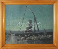 Szepesy jelzéssel: Birkanyáj. Olaj, karton, fakeretben, 40×47,5 cm