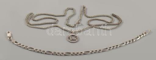 2 db ezüst (Ag) karlánc és nyaklánc horoszkóp medállal, jelzett 14,2 g