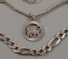 2 db ezüst (Ag) karlánc és nyaklánc horoszkóp medállal, jelzett 14,2 g