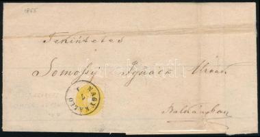 1865 Nyomtatvány 2kr bérmentesítéssel "NAGY KÁLLÓ" - Balkány, a felragasztott bélyeg 2 dar...