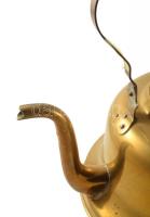 Óriás teáskanna. Réz, porcelán fotóval, fa állvánnyal. 72 cm