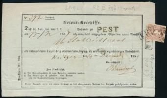 1859 10kr II. típus tértivevényen / on retour recepisse "WAITZEN"