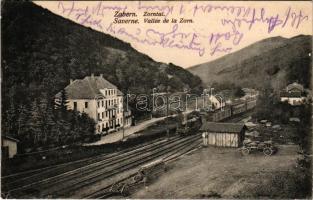 1915 Saverne, Zabern; Zorntal / Vallée de la Zorn / valley, railway station, restaurant, locomotive, train (EB)