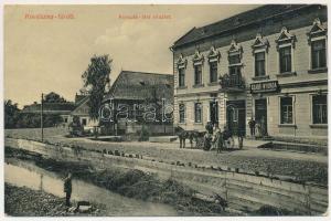 Kovásznafürdő, Baile Covasna; Kossuth téri részlet, papírkereskedés és könyvkötészet üzlete, lovaskocsi. Szabó nyomda üzlete és saját kiadása / square, publishing house, shop, horse-drawn carriage (EK)