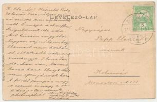 1911 Kovászna, Covasna; Templom utca, Piac tér. Bogdán F. fényképész / street, market square. floral...