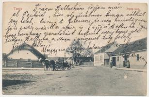 1917 Tenke, Tinca; Árpád utca, Samu üzlete. Ritter Jakab kiadása / main square, street, shops (felületi sérülés / surface damage)