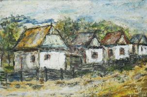 Gruber jelzéssel: Torockói részlet (Erdély). Olaj, farost. Dekoratív fakeretben. 49x70 cm