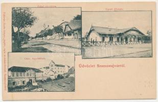 Szamosújvár, Gherla; Felső víz utca, vasútállomás, Orsz. fegyintézet. Todorán Endre kiadása / street, railway station, prison