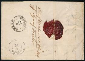 1850 3kr HP Ia-1 cinóber piros, jobb oldalon nagy andráskereszt végződés, alul 7,5 mm ívszél levélen...