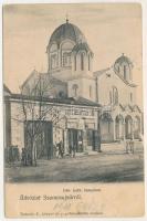 1911 Szamosújvár, Szamos-Újvár, Gherla; Görögkatolikus templom, Haragay Miklós üzlete. Todorán Endre kiadása / Greek Catholic church, publisher's shop (felületi sérülés / surface damage)