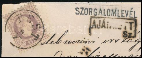 ~1870 Lilás 25kr szorgalomlevél előlapon / on cover front "PEST" - Debrecen (25kr levélen ...