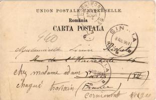 1901 Busteni, Urlatorea / waterfall, tourists (r)