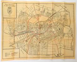 1931 Temesvár térképe, utcajegyzékkel, 47×60 cm