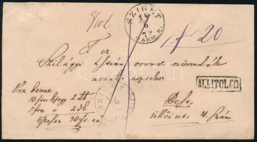 1872 Értéklevél / Insured cover "SZIGET / MARM.M." + "ÁLLÍTÓLAG" - Pest