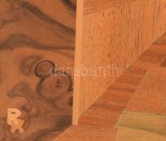 Városkép. Iparművész fa intarzia, zsűrizett 28x38 cm