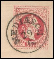 1869 5kr díjjegyes boríték 10kr díjkiegészítéssel ajánlott levélként feladva Bécsbe. Látványos, fris...