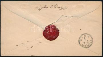 1869 5kr díjjegyes boríték 10kr díjkiegészítéssel ajánlott levélként feladva Bécsbe. Látványos, fris...