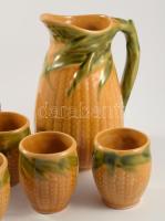 Szombathelyi kerámia kukoricamintás boros készlet, jó állapotban