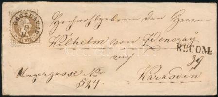 ~1868 15kr ajánlott levélen / on registered cover "OROSLAVJE" - Warasdin