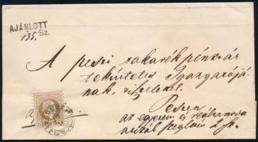 1867 15kr ajánlott távolsági levélen / on registered domestic cover "JÁSZBERÉNY" - Pest