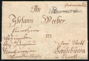 1796 Határőrvidék levél teljes tartalommal "Peterwardein" (Müller 150 p) - Pancsova / Cove...