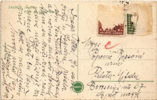 Zagreb, Zágráb; Jelacicev trg / piac, Rikard Kleinkind, Berger, Jurecic üzlete / market, shop (Rb)