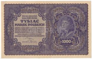 Lengyelország 1919. 1000M vízjeles papíron "M 438101" T:F szép papír Poland 1919. 1000 Marek watermark paper "M 438101" C:F fine paper Krause 29.b