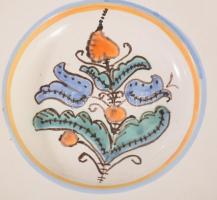 Virágmintás dísztál, jelzett, hibátlan, d: 21,5 cm