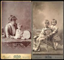 cca 1910 Kisgyerekek portréja, 2 db keményhátú fotó Mai és Társa budapesti műterméből, 21,5×11,5 cm