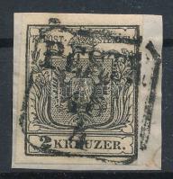 1850 2kr fekete HP Ib. ívszéli nyomat, szép friss darab / margin piece "PESTH"
Certificat...