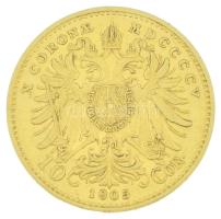 Ausztria 1905. 10K Au "Ferenc József" (3,42g/0.900) kapszulában T:AU,XF
Austria 1905. 10 ...