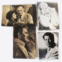 Vegyes magyar és külföldi színészeket, énekeseket, zenészeket ábrázoló fotók (Jávor Pál, Tony Curtis...