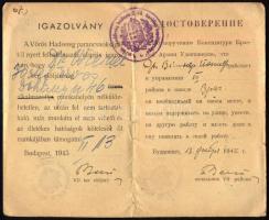 1945 Bp., Vörös Hadsereg parancsnoksága által kiállított kétnyelvű fényképes igazolvány Dr. Wiesel J...