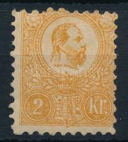 1871 Kőnyomat 2kr narancs VI. típus, elfogazva, eredeti gumival (300.000) / Mi 1a type VI., with shi...