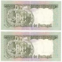 Portugália 1964. 20Esc (2x) sorszámkövetők "DQD 94503 - DQD 94504" T:XF
Portugal 1964. 20...