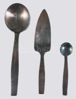 3 darab ezüstözött szervírozóeszköz, h: 21 cm alatt