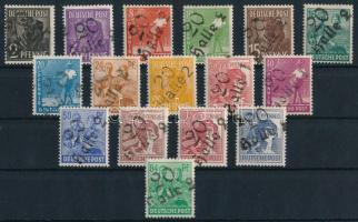 Németország - szovjet zóna 1948 Forgalmi sor Mi 170 nélkül, garanciabélyegzéssel, Mi 166-169 IV + Mi 171-181 IV (Mi EUR 510.-) (Mi 168, 171 halvány gumihiba, Mi 174 kis szakadás, Mi 179 saroktörés / light gum disturbance, small tear, corner fold) garancia nélkül / no guarantee