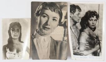 Vegyes magyar és külföldi színészeket, énekeseket, zenészeket ábrázoló fotók (Brigitte Bardot, Kabos...