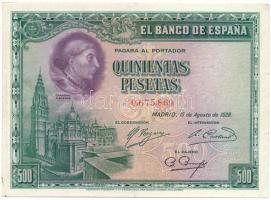 Spanyolország 1928. 500P "0,675,869" T:XF a rövidebb szélein restaurált Spain 1928. 500 Pesetas "0,675,869" C:XF restored along the short edges Krause P#77a