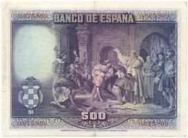 Spanyolország 1928. 500P "0,675,869" T:XF a rövidebb szélein restaurált
Spain 1928. 500 P...