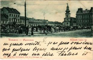 1899 Temesvár, Timisoara; Gyárváros, Kossuth Lajos tér, piac, kávéház. Hans Nachbargauer kiadása / square, market, café (EK)