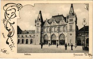 1905 Temesvár, Timisoara; Indóház, vasútállomás. Divald Károly 765. sz. / railway station. Art Nouveau (EK)
