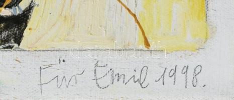 Für Emil (1967-): Család (cím nélkül), 1998. Olaj, vászon, jelzett. 30×20 cm