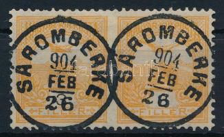 1900 Turul 3f középen fogazatlan pár (ca 30.000) / Mi 56 pair, imperforated in the middle "SÁRO...
