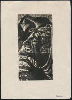 Prokop Péter (1919-2003): Arckép. Linómetszet, papír, jelezve jobbra lent. 9×7,5 cm