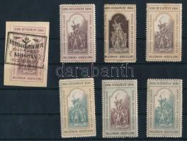1896 Millenniumi Kiállítás Budapest levélzárók 7 db klf, az egyik az 1922 Bélyeggyűjtők hete kiállítás alkalmi bélyegzéssel