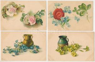 7 db RÉGI főleg Catharina Klein művészlap: virágok, csendélet, litho / 7 pre-1945 art postcards: flowers, still life, litho s: C. Klein