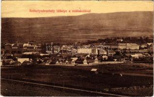 1908 Székelyudvarhely, Odorheiu Secuiesc; látkép a reáliskolával. Sterba Ödön kiadása 684. (W.L. ?) / general view, school (EB)