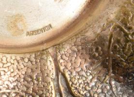 Argentor ezüstözött körte alakú fedeles edény, üveg betéttel, jelzett, m: 14 cm